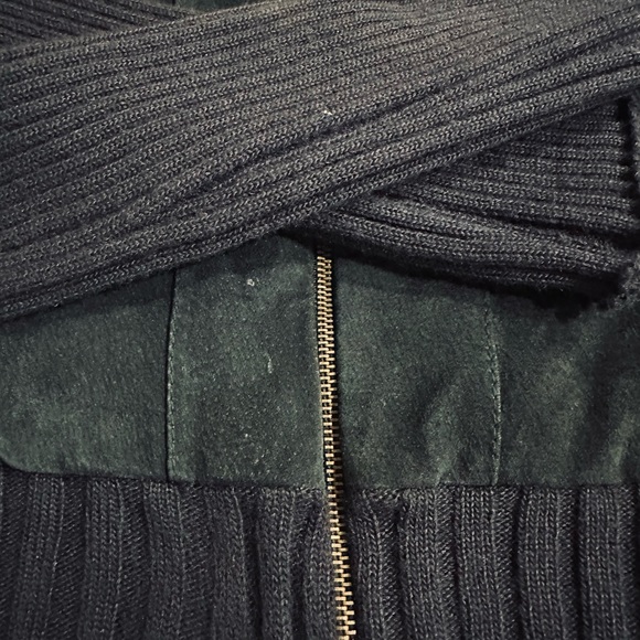 MARCELLE RENÉE / VINTAGE suede and ribbed knit jacket / Navy Blue - Picture 4 of 11